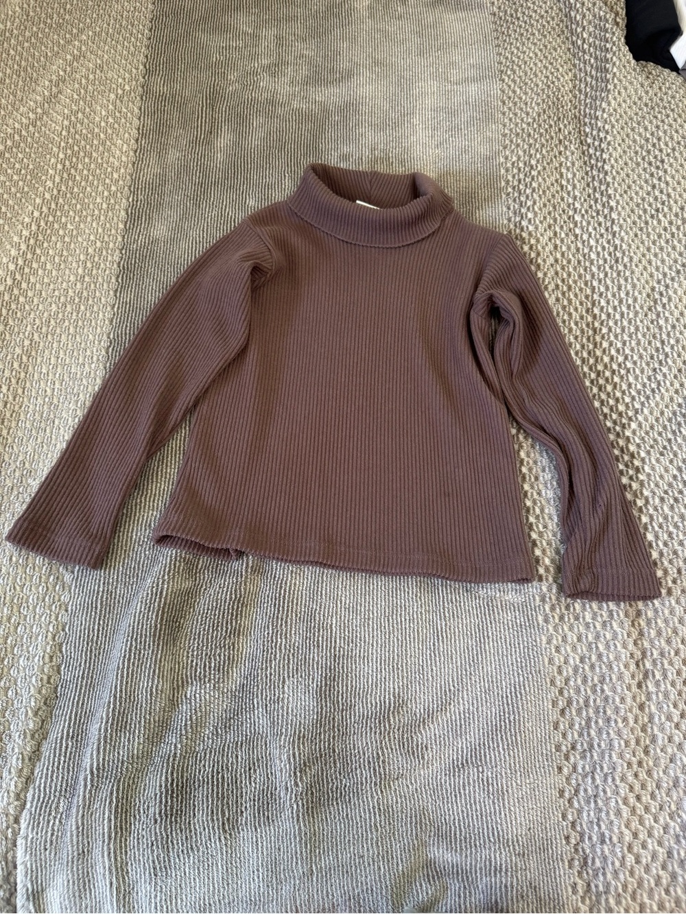 Zara Girls Ribbed Mock Neck Sweater - Mauve Brown